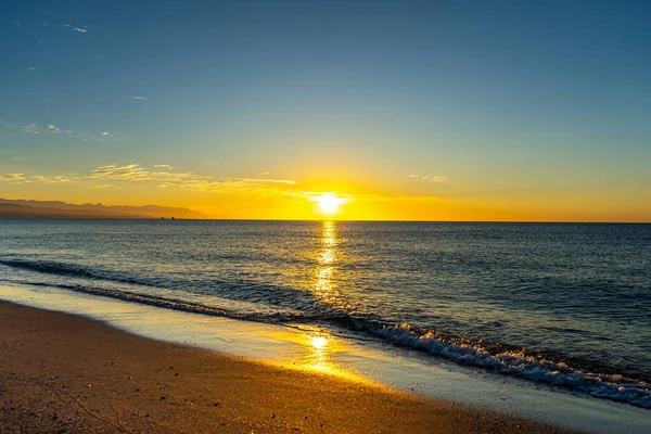 Sunrise Mediterranean Sea Costa Del Sol Malaga Spain —  Fotos de Stock