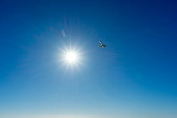 Malaga Spanien März 2023 Landung Eines Flugzeugs Bei Sonnenaufgang Über — Stockfoto