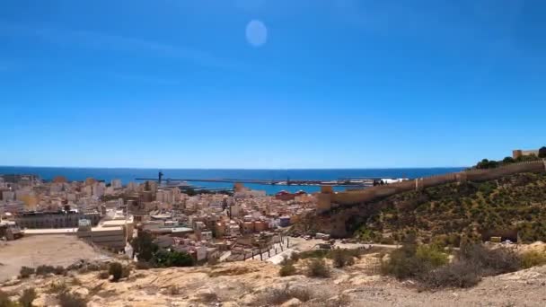 Almeria Spanien Mars 2023 Fästningen Cityscape Och Alcazaba Almería Spanien — Stockvideo