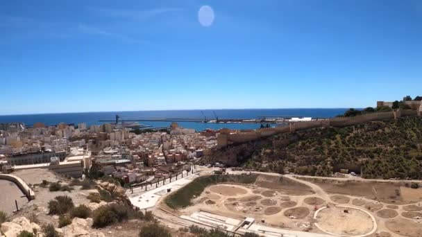 Almeria Spain March 2023 Фортеця Cityscape Alcazaba Альмерії Іспанія Березня — стокове відео