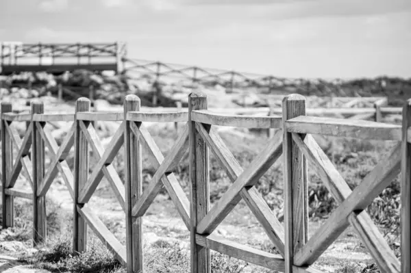 Wooden Fence Algarve Coast Lagos Portugal — Stock Photo, Image