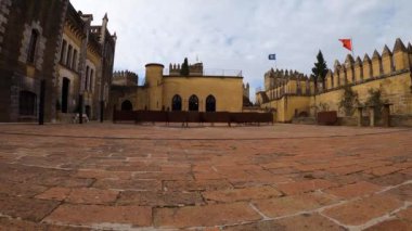 ALMODOVAR DEL RIO, SPAIN - FERBUARY 12, 2023: Almodovar kalesi (Castillo de Almodvar del Ro), 12 Şubat 2023 tarihinde İspanya 'nın Almodovar del Rio kentinde Müslümanların kalesi.