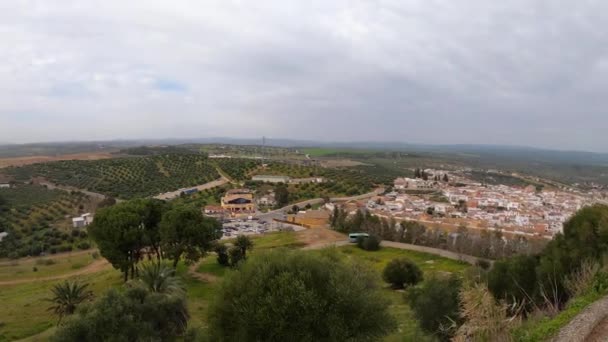 Almodovar Del Rio Spanje Ferbuari 2023 Panoramisch Uitzicht Vanaf Kasteel — Stockvideo