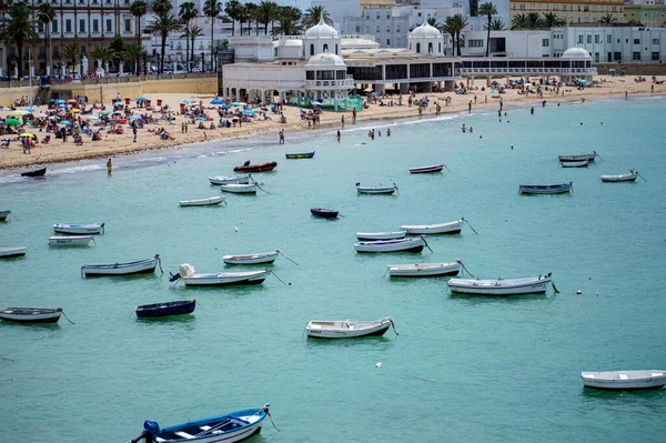 Cadiz España Abril 2023 Barcos Playa Caleta Cádiz España Abril — Foto de Stock