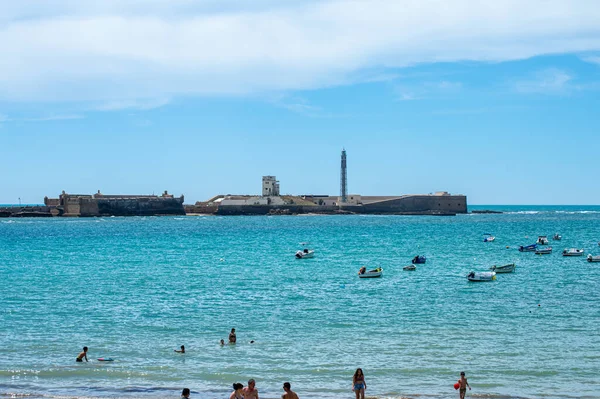 Cadiz España Abril 2023 Caleta Una Playa Situada Centro Histórico — Foto de Stock