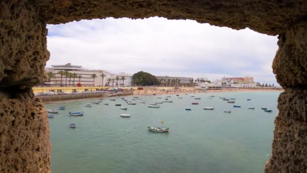 Cadiz Španělsko Dubna 2023 Lodě Pláži Caleta Cádizu Španělsko — Stock video