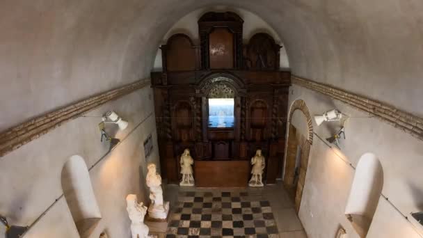 Cadiz Ισπανια Απριλιου 2023 Εκκλησία Στο Κάστρο Της Αγίας Καταλίνας — Αρχείο Βίντεο