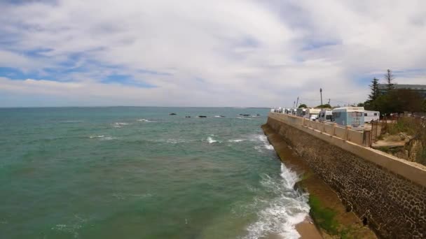 Cadiz Espanha Abril 2023 Vista Panorâmica Oceano Atlântico Partir Passeio — Vídeo de Stock