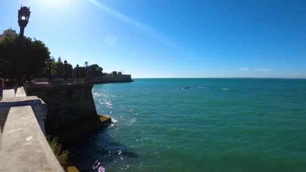 Cadiz Španělsko Dubna 2023 Pobřežní Promenáda Cádizu Španělsku — Stock video