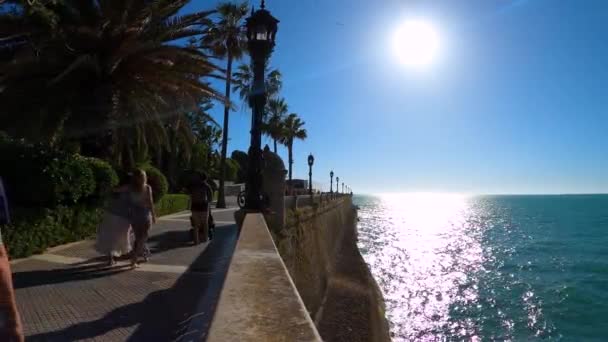 Кадиз Испания Апреля 2023 Года Морская Набережная Кадисе Испания Апреля — стоковое видео