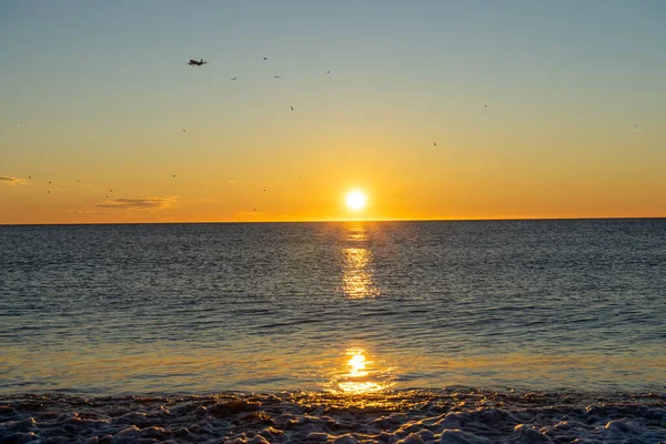 stock image Sunrise over Mediterranean Sea, Costa del Sol, Malaga, Spain