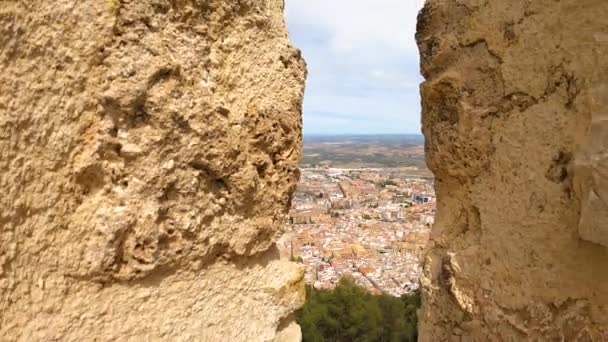 Jaen スペイン エイプリル社2023年6月2023年4月6日スペイン 日本の晴れた日にサンタカタリナの中世の城からのパノラマ都市ビュー — ストック動画