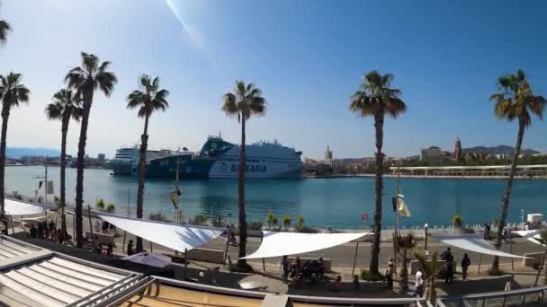 Malaga Španělsko 2023 Panoramatický Výhled Trajekt Přístavu Malaze Španělsko Dubna — Stock video