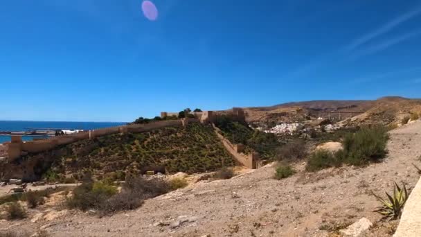 Almerie Španělsko Března 2023 Cityscape Pevnost Alcazaba Španělské Almerii Března — Stock video