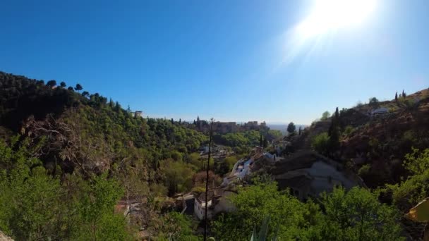 Granada Spanien April 2023 Panoramautsikt Över Den Antika Arabiska Fästningen — Stockvideo