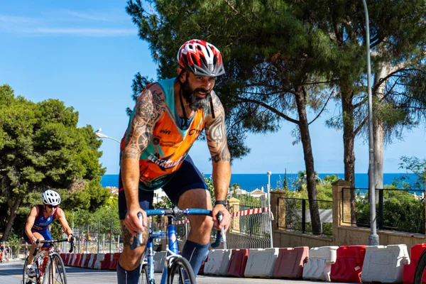 stock image BENALMADENA, SPAIN - MAY 13, 2023: Cycling races on Costa del sol streets in Benalmadena, Spain on May 13, 2023