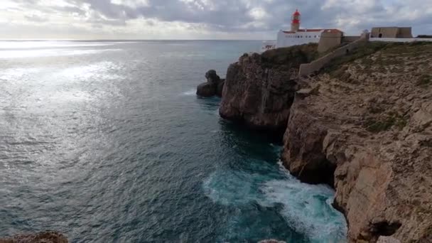 Sagres Portugal Şubat 2023 Sagres Portekiz Deki Cabo Vicente Deniz — Stok video