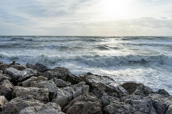 Sea storm in Torremolinos, Malaga, Spain