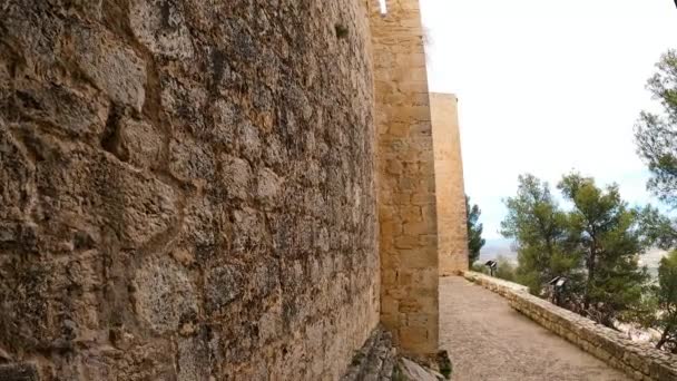 Jaen Spain April 2023 Stone Road Medieval Castle Santa Catalina — Stock Video