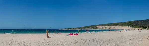 Tarifa España Junio 2023 Kitesurf Playa Valdevaqueros Estrecho Gibraltar Tarifa —  Fotos de Stock