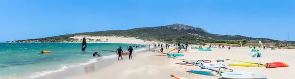 Tarifa Spanje Juni 2023 Kitesurfen Het Strand Van Valdevaqueros Straat — Stockfoto