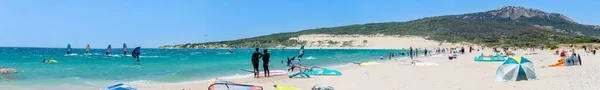 Тарифа Испания Июня 2023 Года Кайтсерфинг Пляже Вальдевакерос Гибралтарский Пролив — стоковое фото
