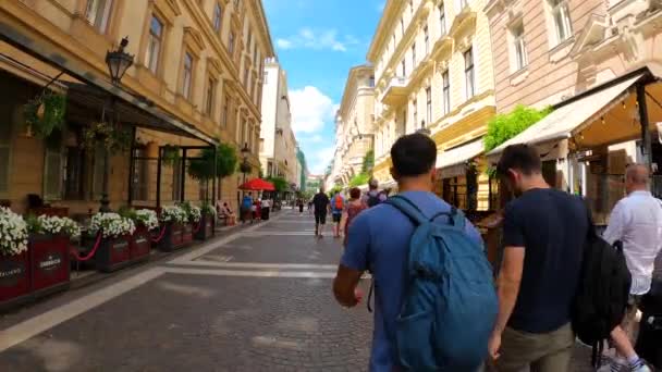 Budapest Ungern Juli 2023 Promenad Gatan Till Sankt Stefansbasilikan Romersk — Stockvideo