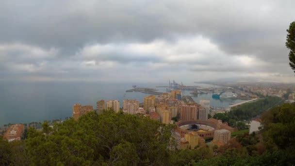 Malaga Spagna Luglio 2023 Veduta Aerea Panoramica Malaga Una Nuvolosa — Video Stock