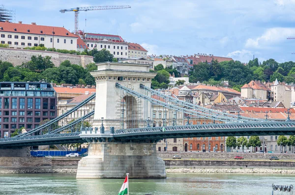 Budapest Węgry Lipca 2023 Most Łańcuchowy Szechenyi Nad Dunajem Budapeszt — Zdjęcie stockowe