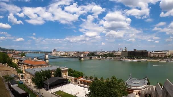 Budapest Hungary July 2023 East Bank Danube River Hungarian Parliament — Stock Video