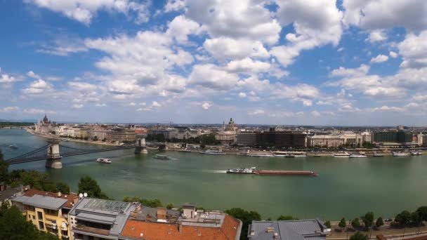 Budapest Hongrie Juillet 2023 Rive Est Danube Parlement Hongrois Budapest — Video