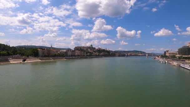 Будапест Хангария Июля 2023 Года Панорамный Вид Реку Дунай Будапеште — стоковое видео