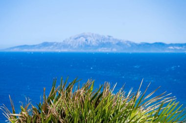 İspanya 'nın Tarifa kentindeki Gibraltar Boğazı' nın panoramik görüntüsü