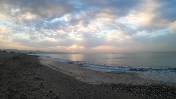 Piękny Wschód Słońca Wybrzeżu Malagi Costa Del Sol — Wideo stockowe
