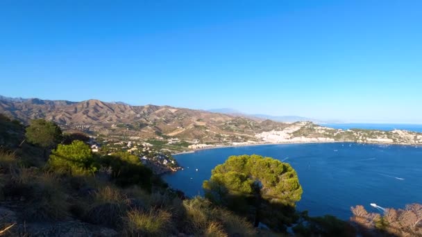 Paisagem Costeira Mediterrânica Cerro Gordo Herradura Andulasia Sul Espanha — Vídeo de Stock