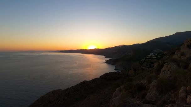 Puesta Sol Sobre Mar Mediterráneo Desde Cerro Gordo Herradura Andulasia — Vídeo de stock