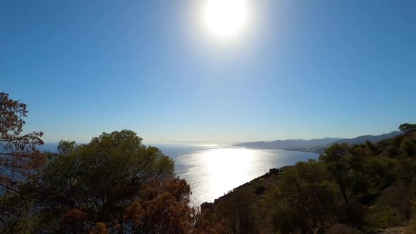 Auringonlasku Välimerellä Cerro Gordosta Herradura Andulasia Etelä Espanja — kuvapankkivideo