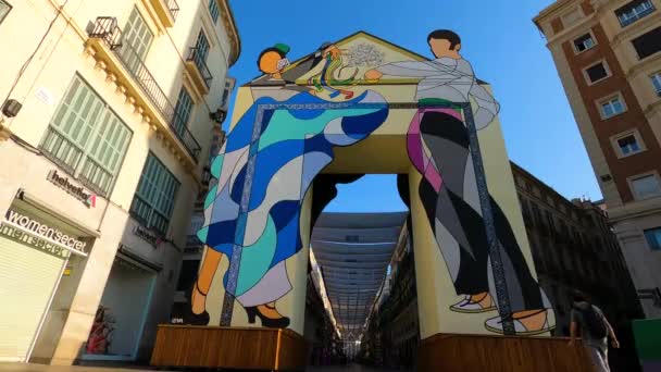 Malaga Spanyolország August 2023 Feria Kapuja Larios Utca Elején Malagában — Stock videók