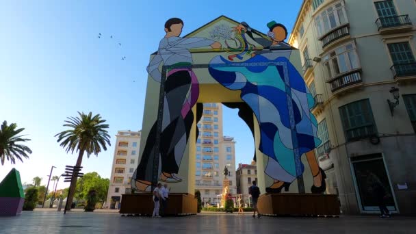 Malaga Spanyolország August 2023 Feria Kapuja Larios Utca Elején Malagában — Stock videók