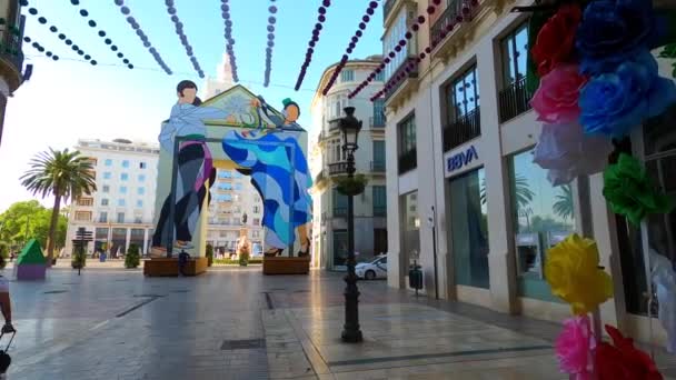 Malaga Hiszpania Sierpnia 2023 Brama Ferii Początku Ulicy Larios Maladze — Wideo stockowe