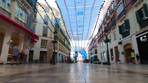 Malaga Espanha Agosto 2023 Portão Feria Início Rua Larios Málaga — Vídeo de Stock