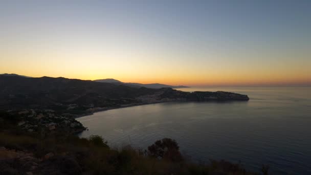 Salida Del Sol Sobre Mar Mediterráneo Desde Cerro Gordo Herradura — Vídeos de Stock