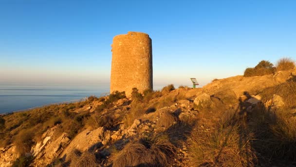 Východ Slunce Nad Středozemním Mořem Historický Torre Vigia Cerro Gordo — Stock video