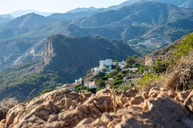 Cerro Gordo 'dan Akdeniz üzerinde gün batımı. La Herradura, Andulasia, Güney İspanya