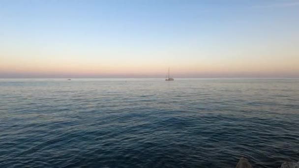 Sunset Rincon Del Sol Beach Mediterranean Sea Torremolinos Malaga Spainorizon — Stock Video