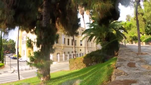 Malaga Hiszpania Lipiec 2023 Ratusz Maladze Ayuntamiento Malaga Letni Dzień — Wideo stockowe