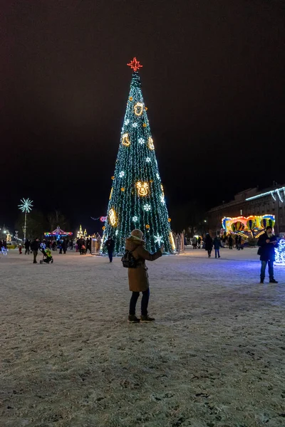 Chernihiv Ucrânia Dezembro 2021 Iluminação Centro Cidade Antes Chegar 2022 — Fotografia de Stock