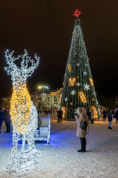 Chernihiv Ucrânia Dezembro 2021 Iluminação Centro Cidade Antes Chegar 2022 — Fotografia de Stock