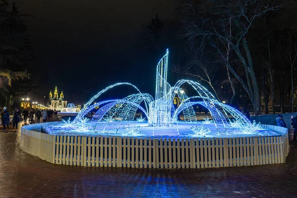 Chernihiv Ucrania Diciembre 2021 Iluminación Centro Ciudad Antes Venir Año — Foto de Stock