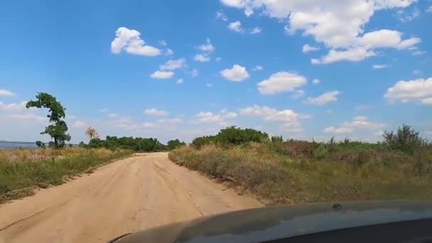 Сільська Дорога Полі Вздовж Лиману Тілігуль Україна — стокове відео